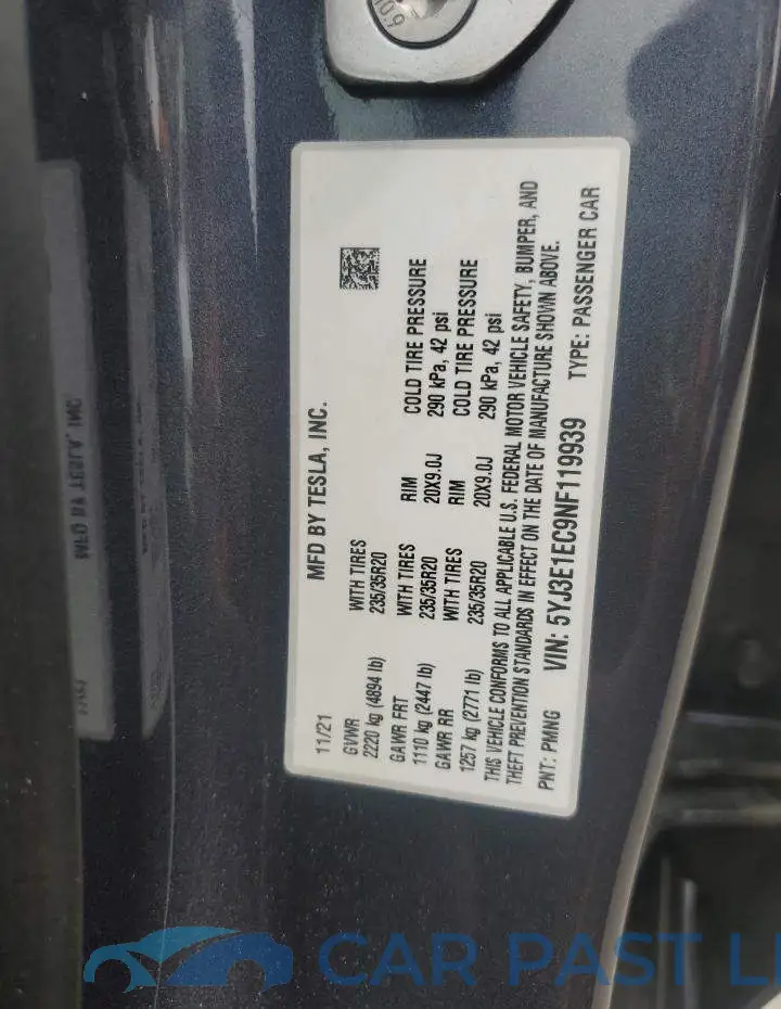 5YJ3E1EC9NF119939# 13