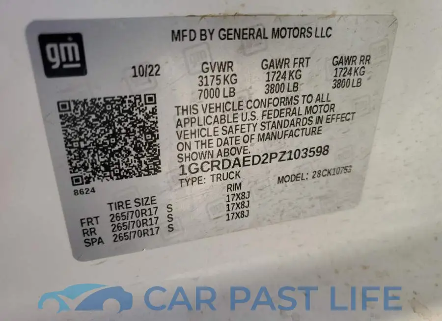 1GCRDAED2PZ103598# 12
