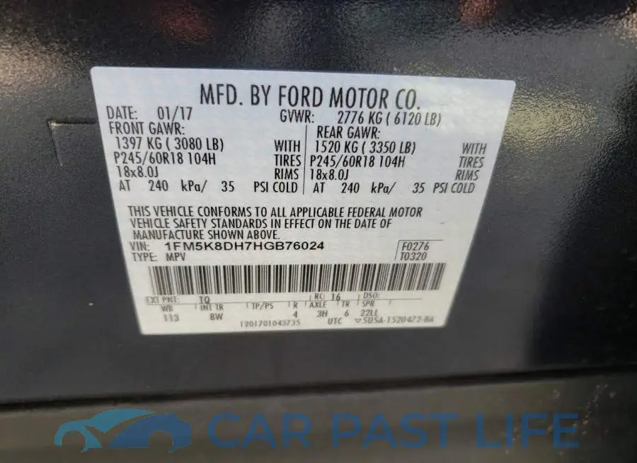 1FM5K8DH7HGB76024# 10