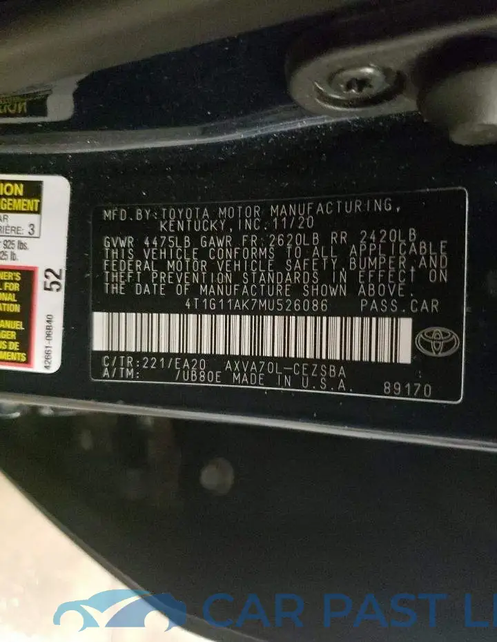 4T1G11AK7MU526086# 12