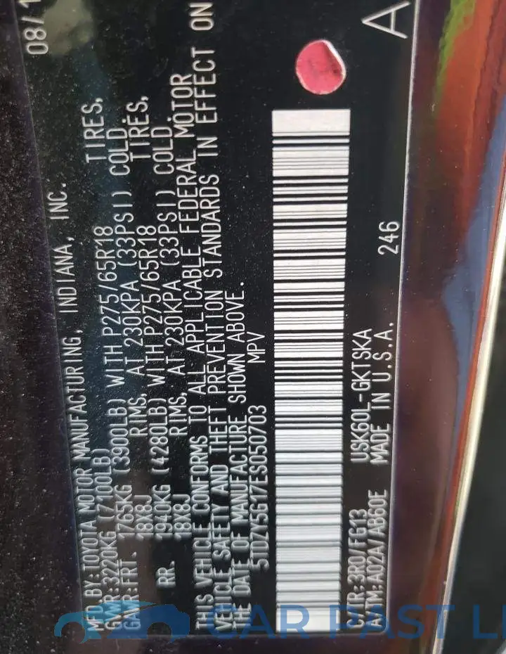 5TDZY5G17ES050703# 13