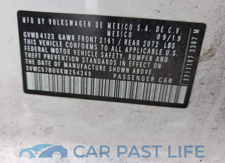 3VWC57BU6KM254249# 12