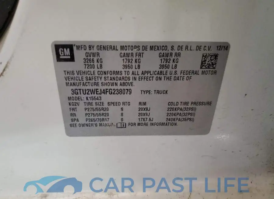 3GTU2WEJ4FG238079# 12