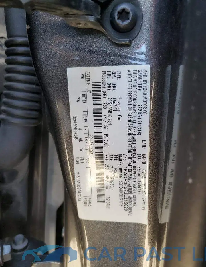 1FADP3F27JL315620# 12
