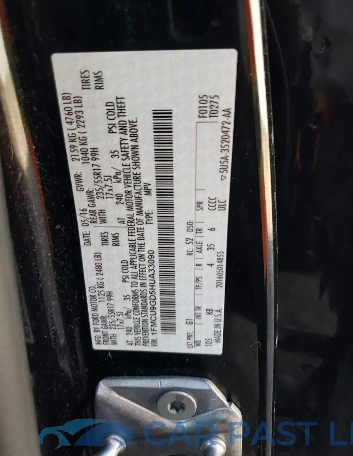 1FMCU9GD5HUA33090# 12