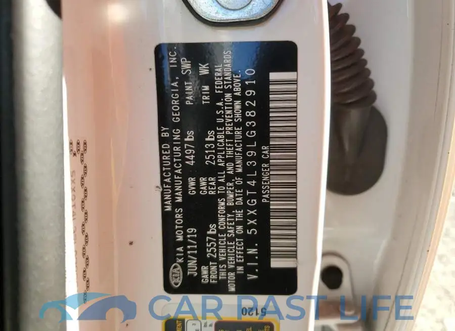 5XXGT4L39LG382910# 12