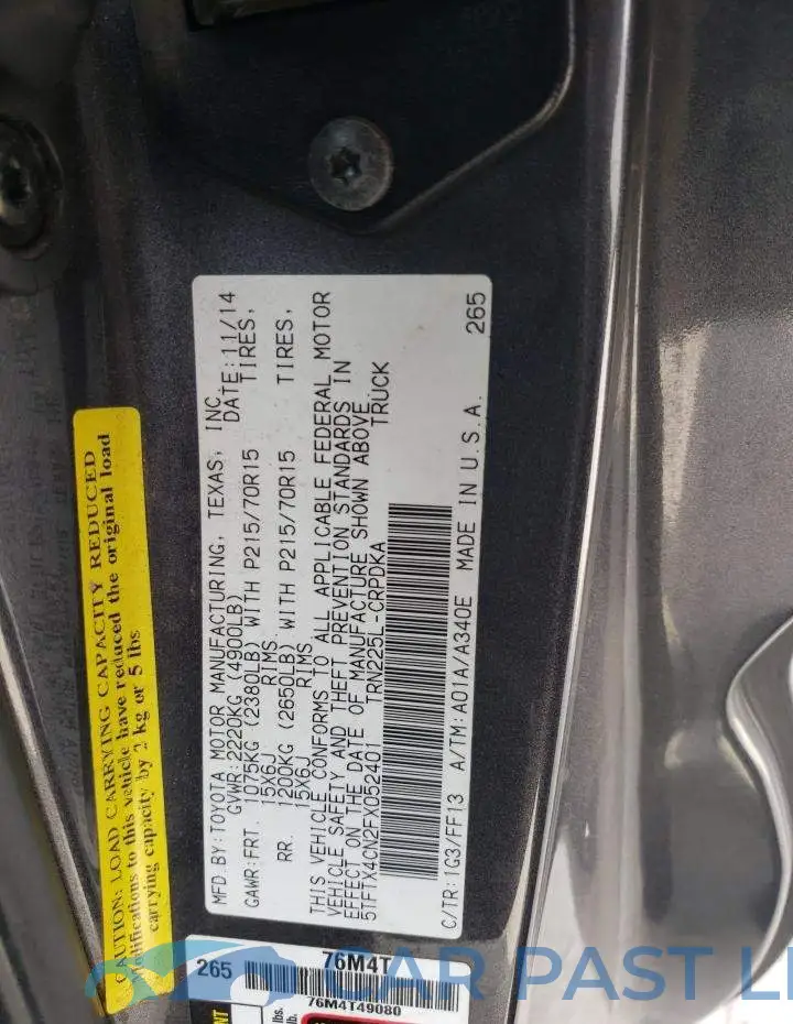 5TFTX4CN2FX052401# 12