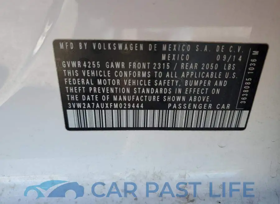 3VW2A7AUXFM029444# 12