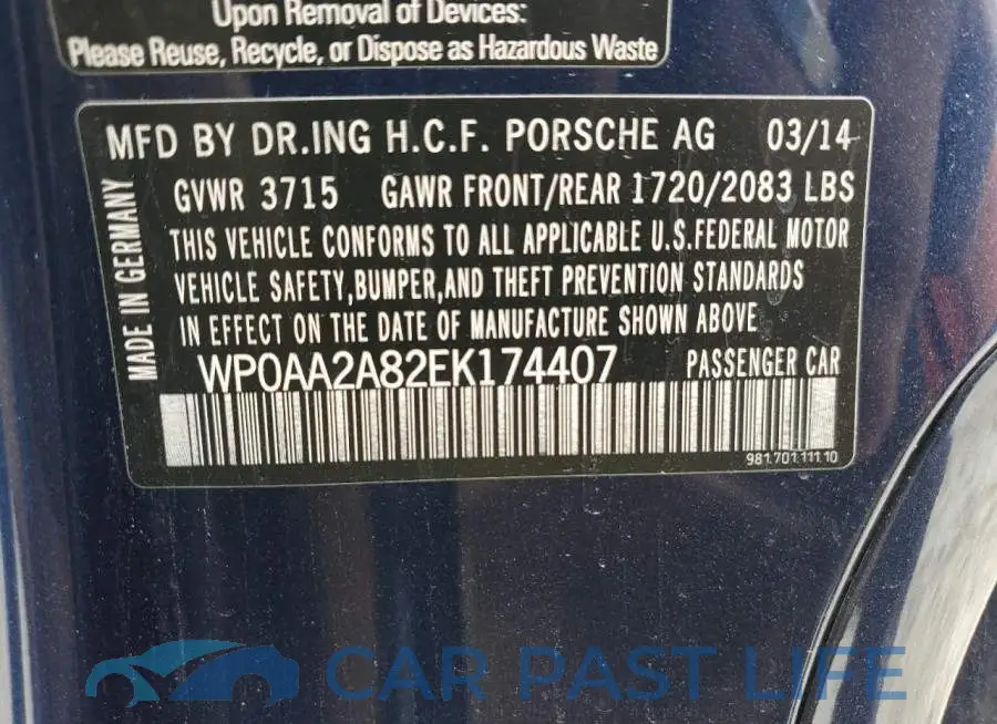 WP0AA2A82EK174407# 12