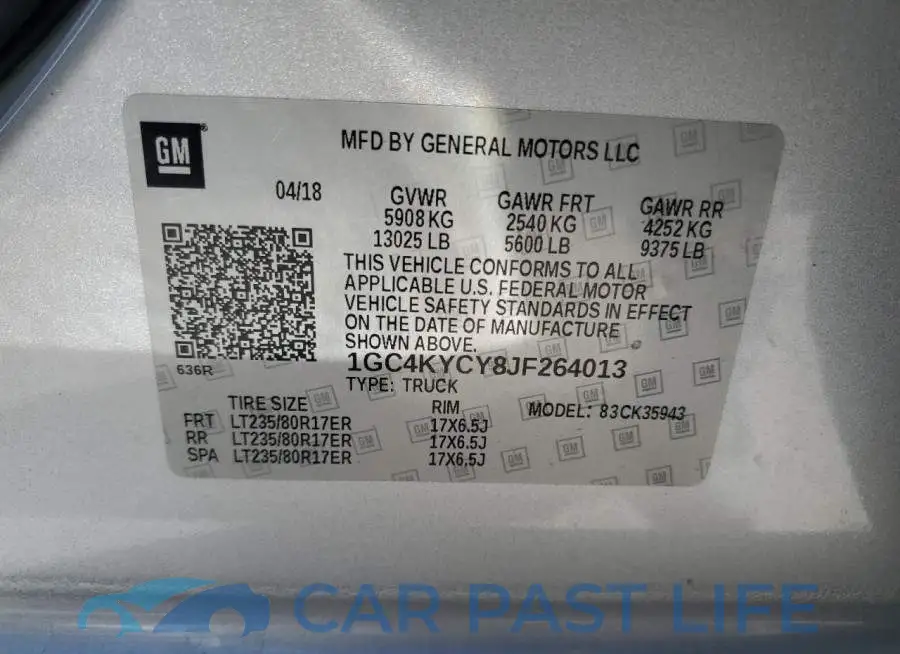 1GC4KYCY8JF264013# 12