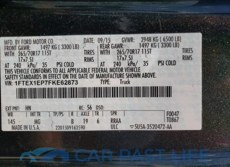 1FTEX1EP7FKE62873# 12