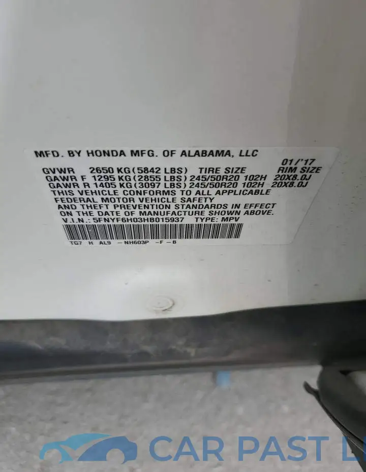 5FNYF6H03HB015937# 13