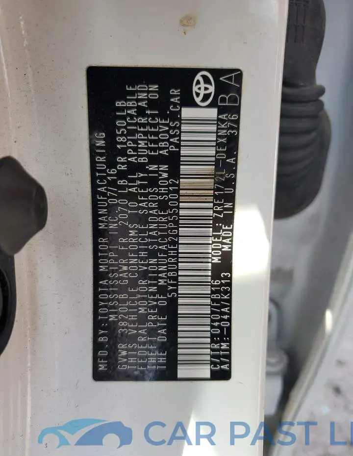 5YFBURHE2GP550012# 12