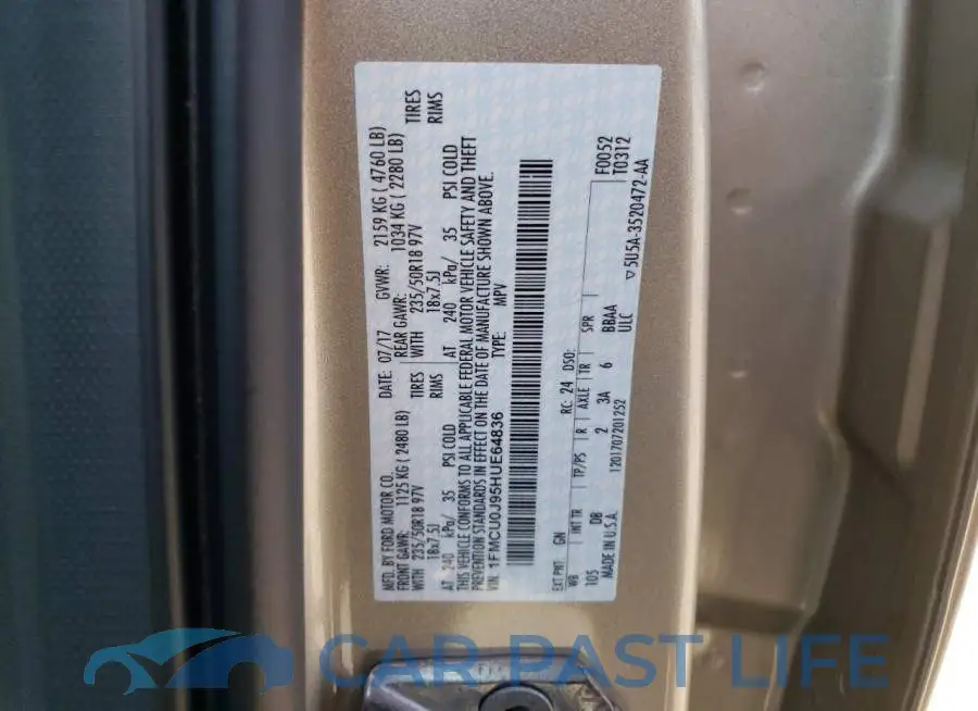 1FMCU0J95HUE64836# 12