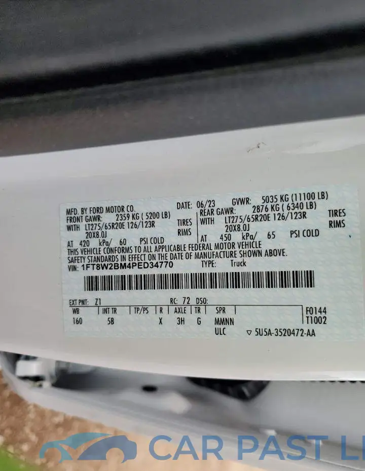 1FT8W2BM4PED34770# 12