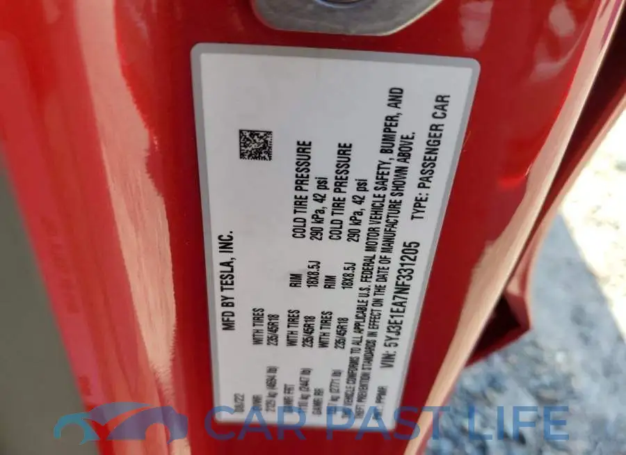 5YJ3E1EA7NF331205# 12