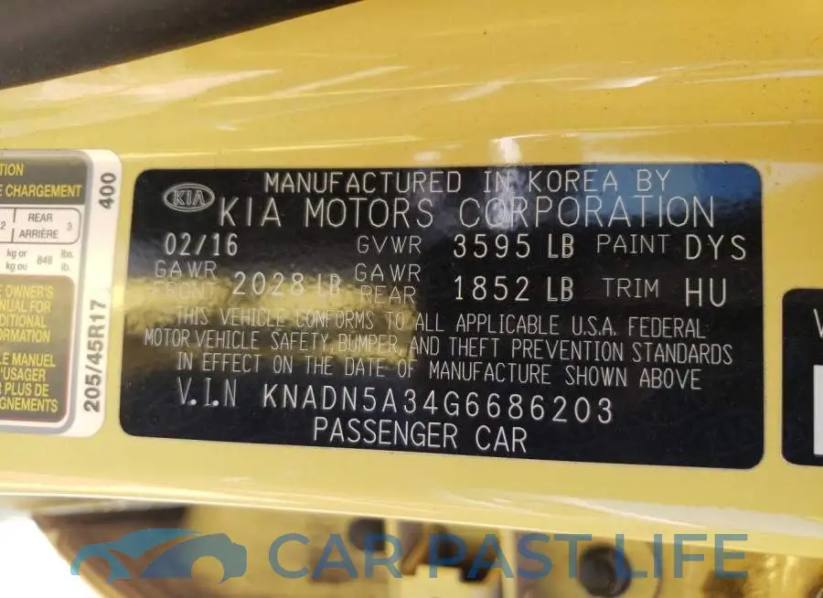 KNADN5A34G6686203# 12