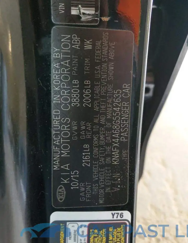 KNAFX4A68G5542635# 12