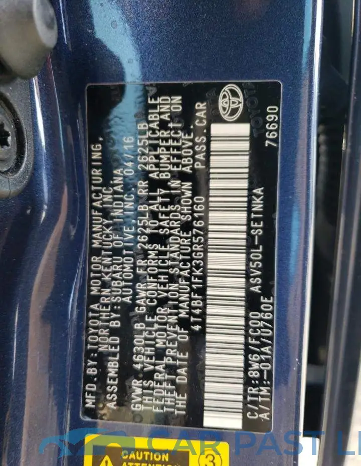 4T4BF1FK3GR576160# 12