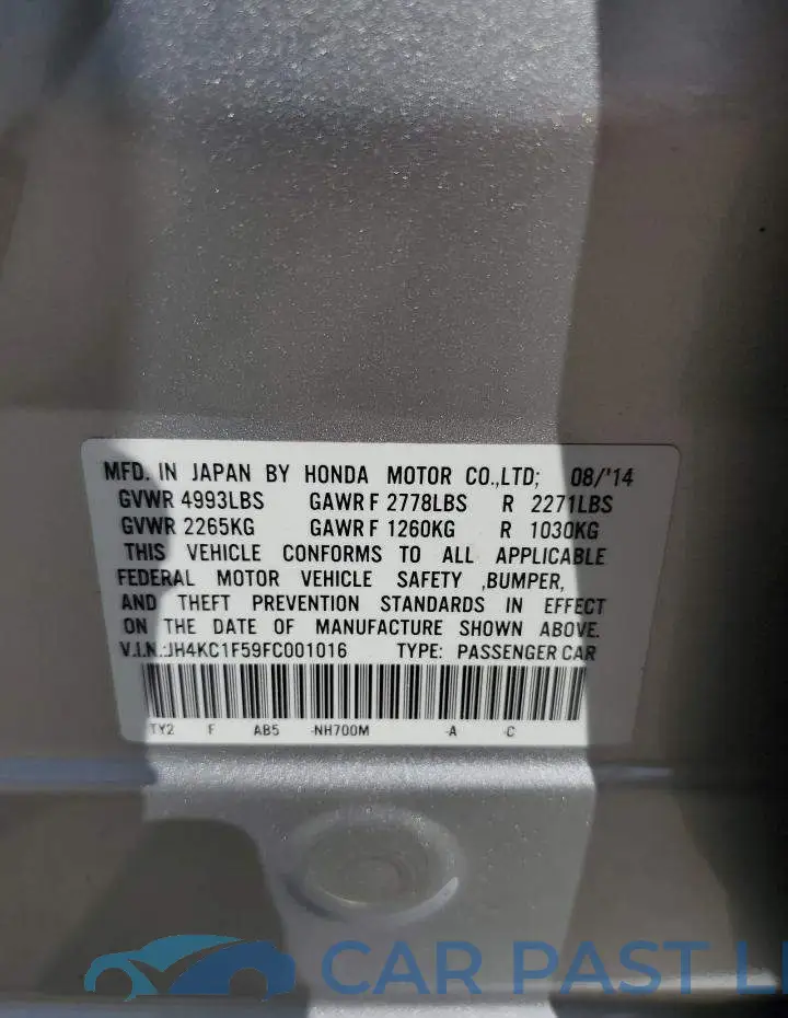JH4KC1F59FC001016# 12