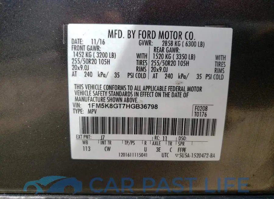 1FM5K8GT7HGB36798# 13