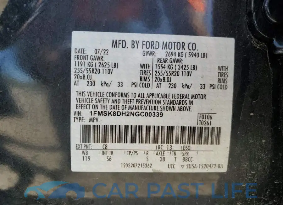 1FMSK8DH2NGC00339# 14