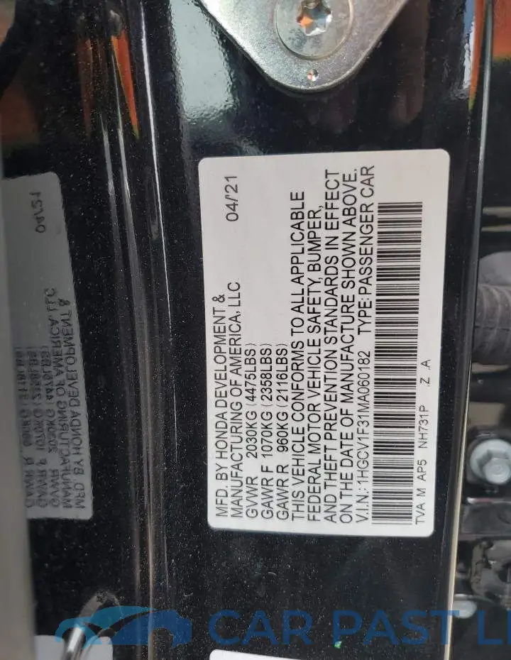 1HGCV1F31MA060182# 13