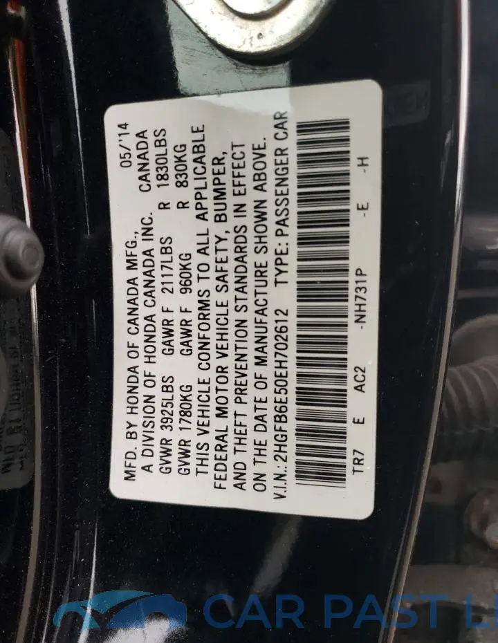 2HGFB6E50EH702612# 12