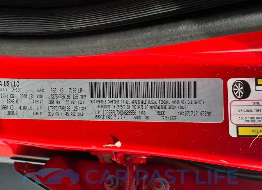 1C6SRFLTXKN629950# 10