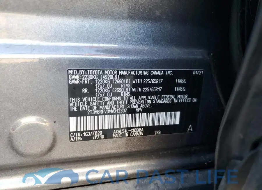 2T3M6RFV0MW013307# 12