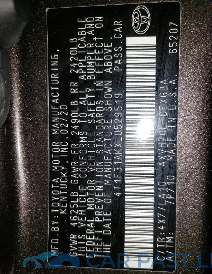 4T1F31AKXLU529519# 12