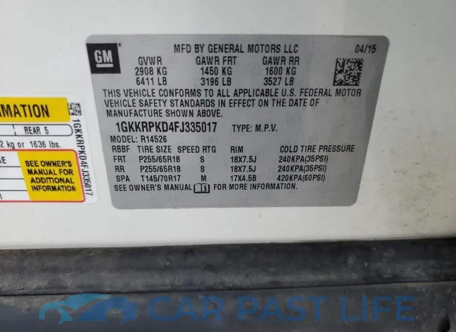 1GKKRPKD4FJ335017# 13