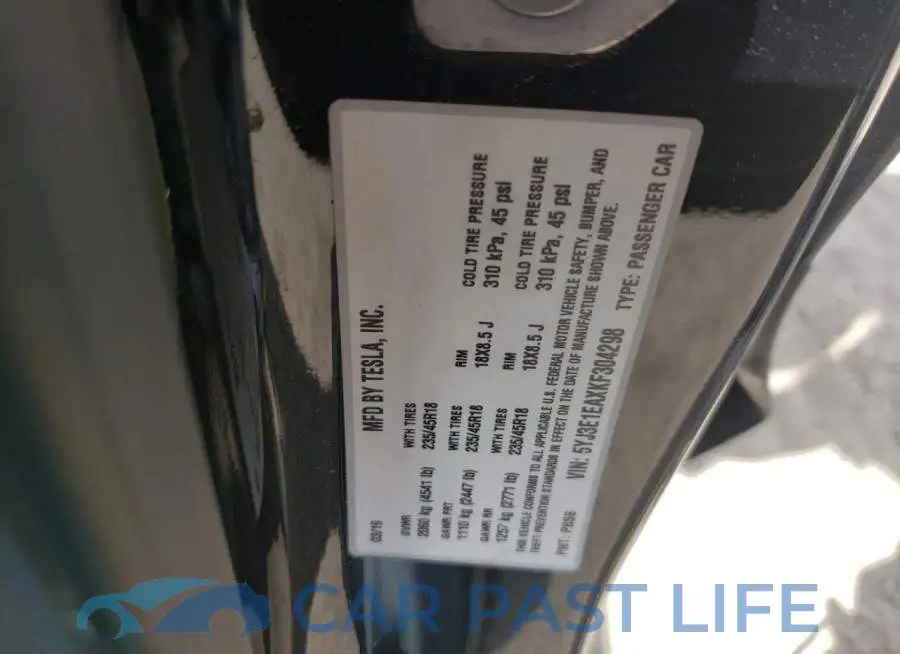 5YJ3E1EAXKF304298# 12