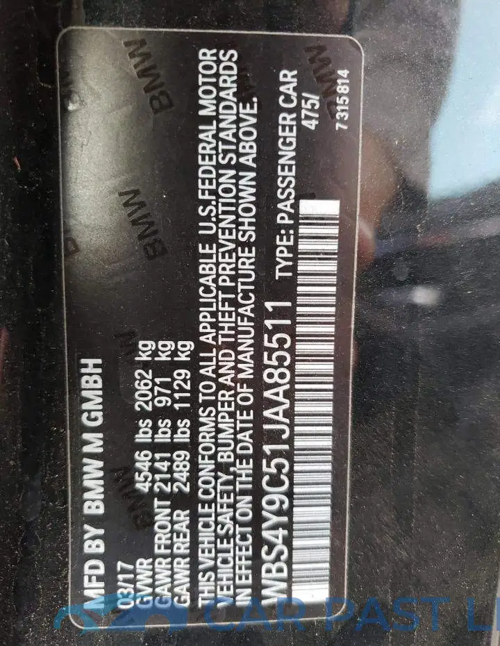 WBS4Y9C51JAA85511# 13