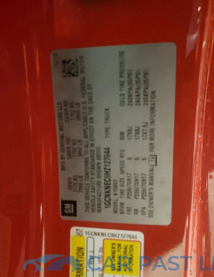 1GCNKNEC9HZ127644# 12