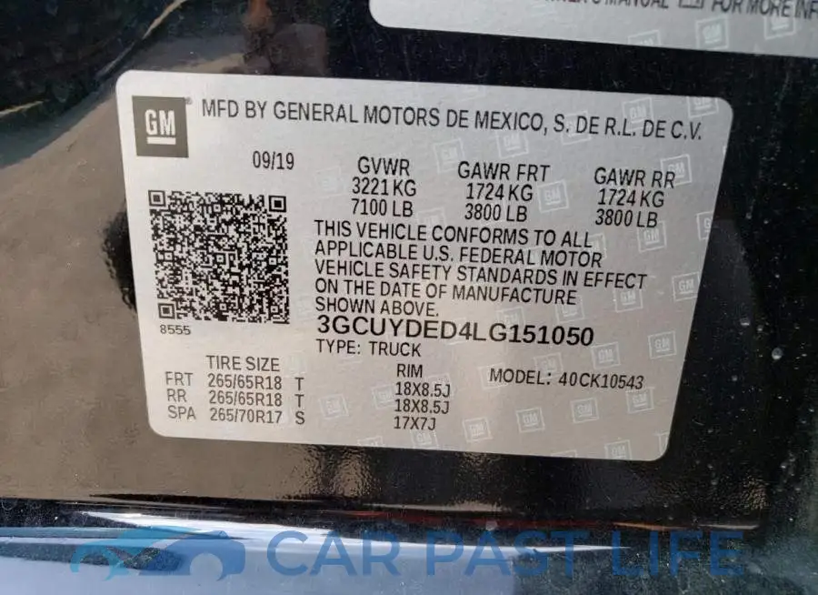 3GCUYDED4LG151050# 12