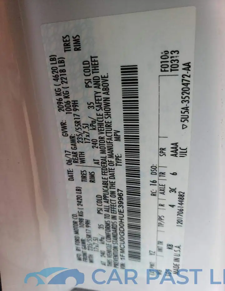 1FMCU0GD0HUE39967# 13