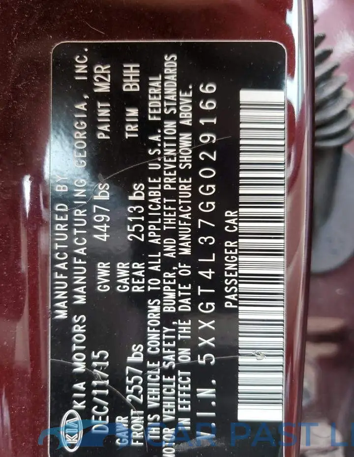 5XXGT4L37GG029166# 12