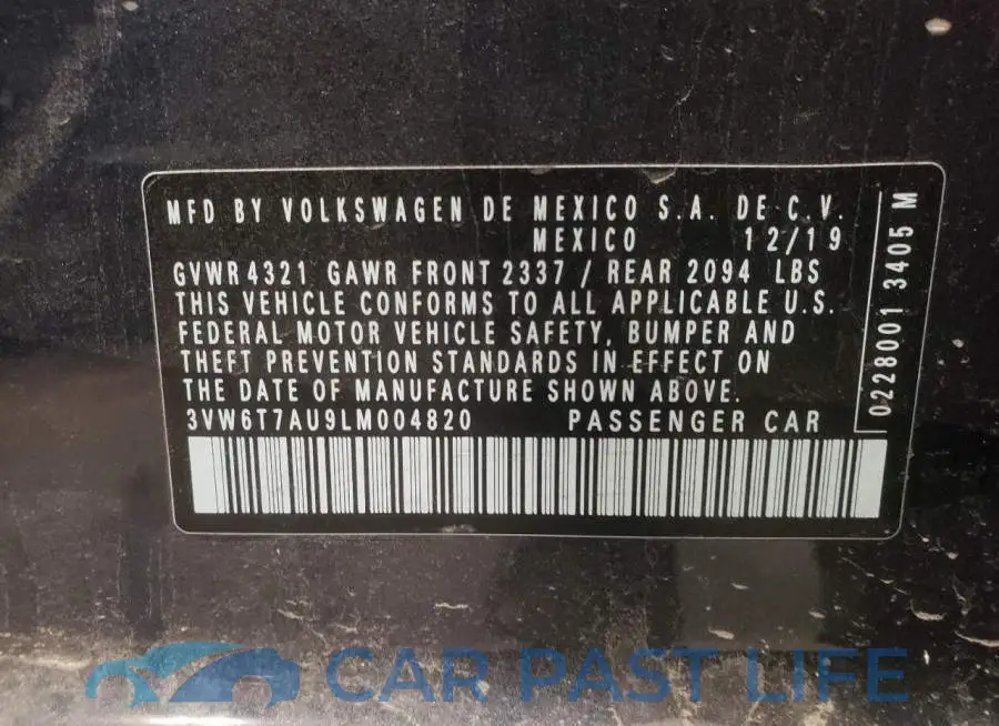 3VW6T7AU9LM004820# 12