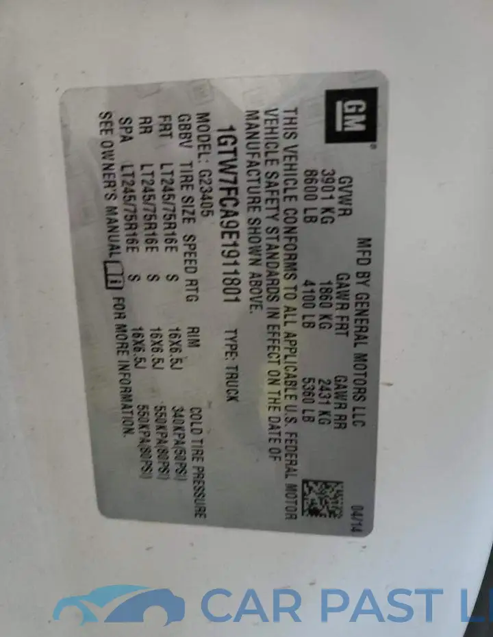 1GTW7FCA9E1911801# 13