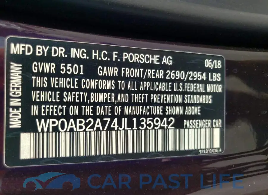 WP0AB2A74JL135942# 12