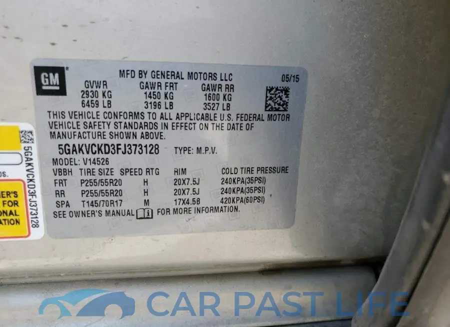 5GAKVCKD3FJ373128# 13