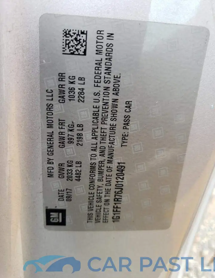 1G1FF1R76J0120491# 12