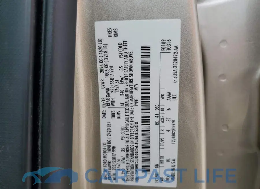 1FMCU0GD4JUB45350# 12