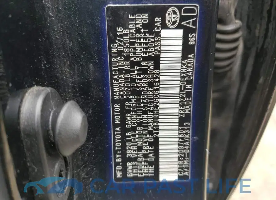 2T1BURHE2GC616428# 13