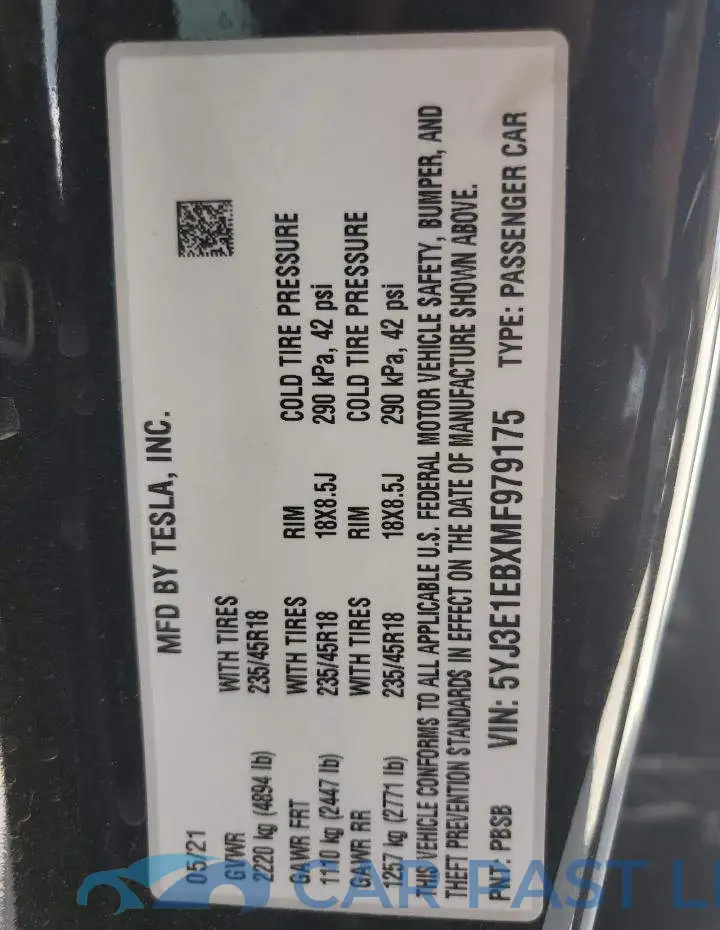 5YJ3E1EBXMF979175# 12