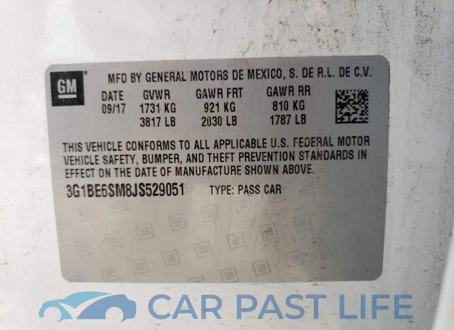 3G1BE6SM8JS529051# 13