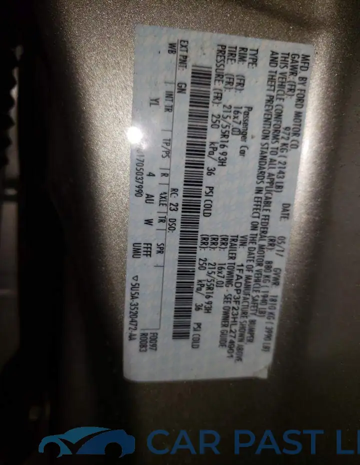 1FADP3F23HL274901# 12