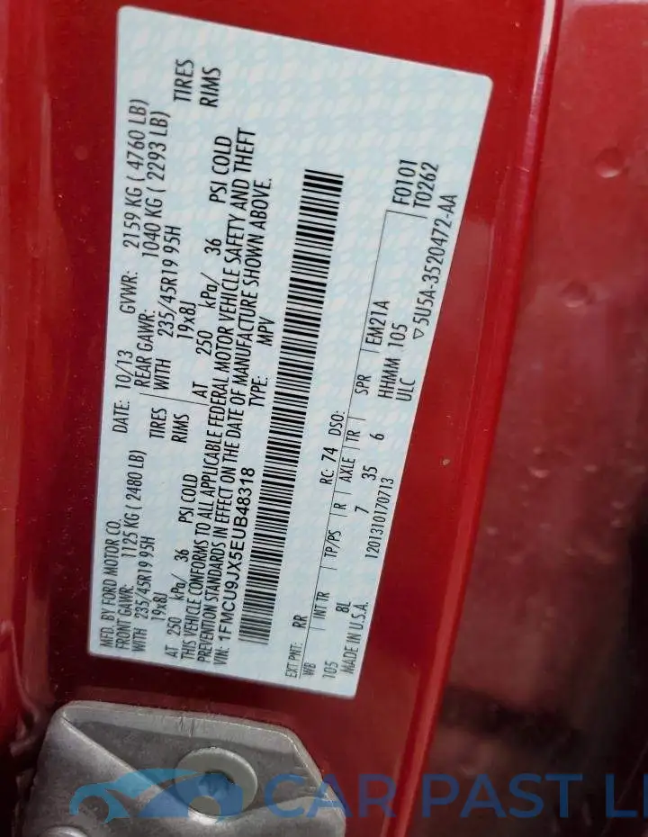 1FMCU9JX5EUB48318# 12
