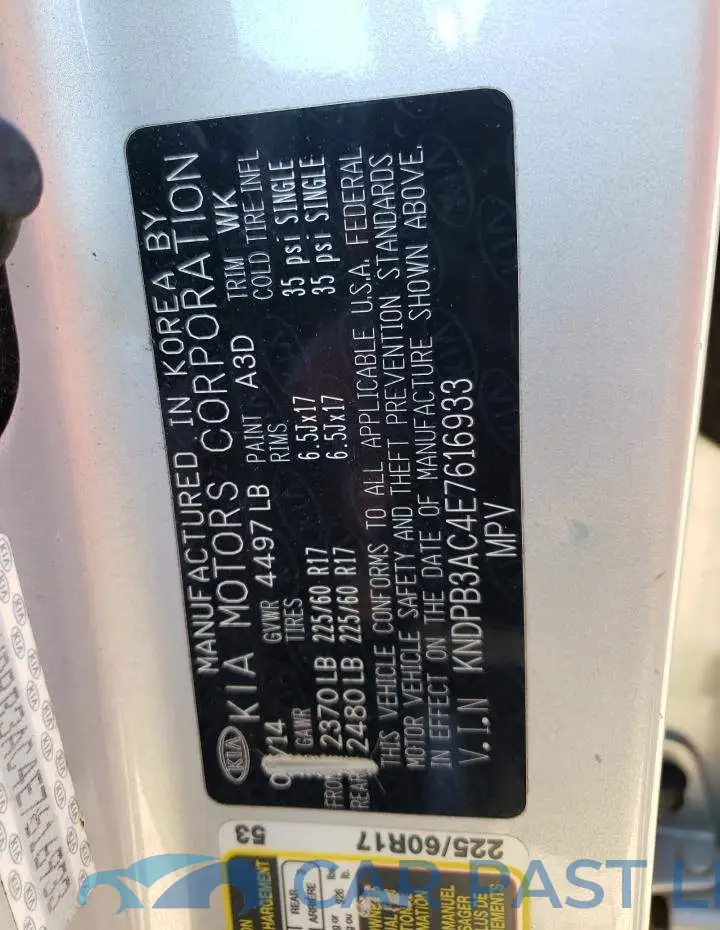 KNDPB3AC4E7616933# 13
